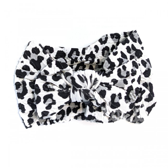 Leopard Print Cable Knit Bow Headbands