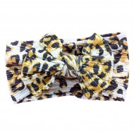 Leopard Print Cable Knit Bow Headbands