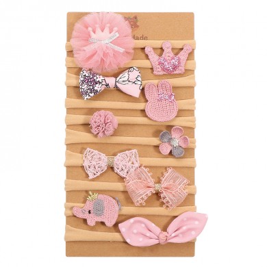 Pink Baby Headband Set On Card